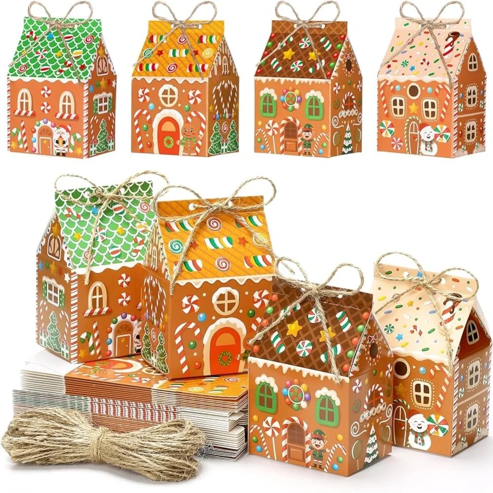 48 Pcs Christmas Treat Boxes House Mini Christmas Party Favor Box